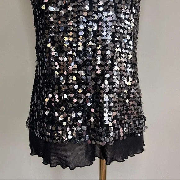 NWT PAPILLON BLANC Sequin Mesh Overlay Tank Top Y2K Whimsigoth Holiday Glam Sz S - Picture 6 of 10